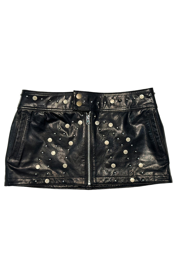 RUI built 25 autumn and winter rivet leather skirt RUI-RAW25WV19-Onyx black
